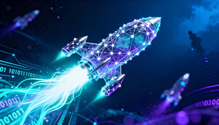 A rocket taking off, an illustration about launching a startup